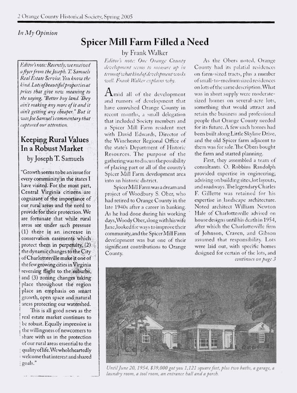 2005 Article - Spicers Mill Farm Filled A Need